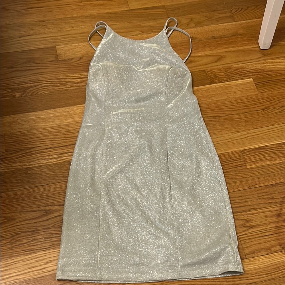 Silver Glitter Mini Dress